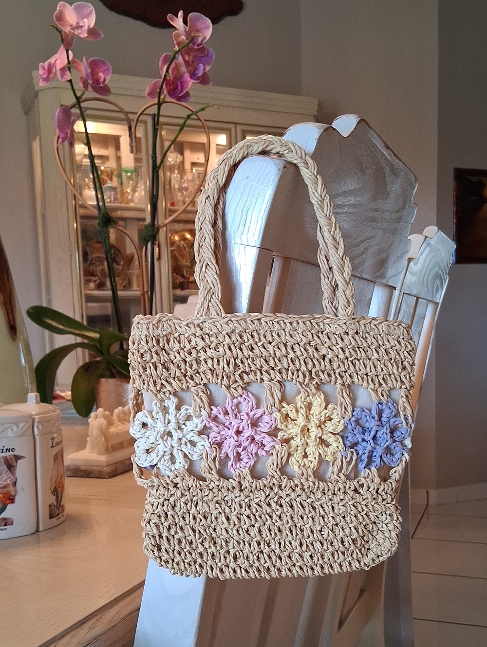Floral Straw Bag Tote Brown & Multicolor. NW OT. Extra Small For Baby Girl. - Picture 4 of 16